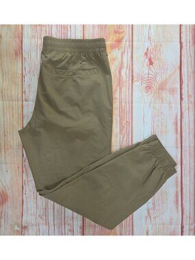 FLX Mens Elastic Waist Khaki Jogger Pants Large